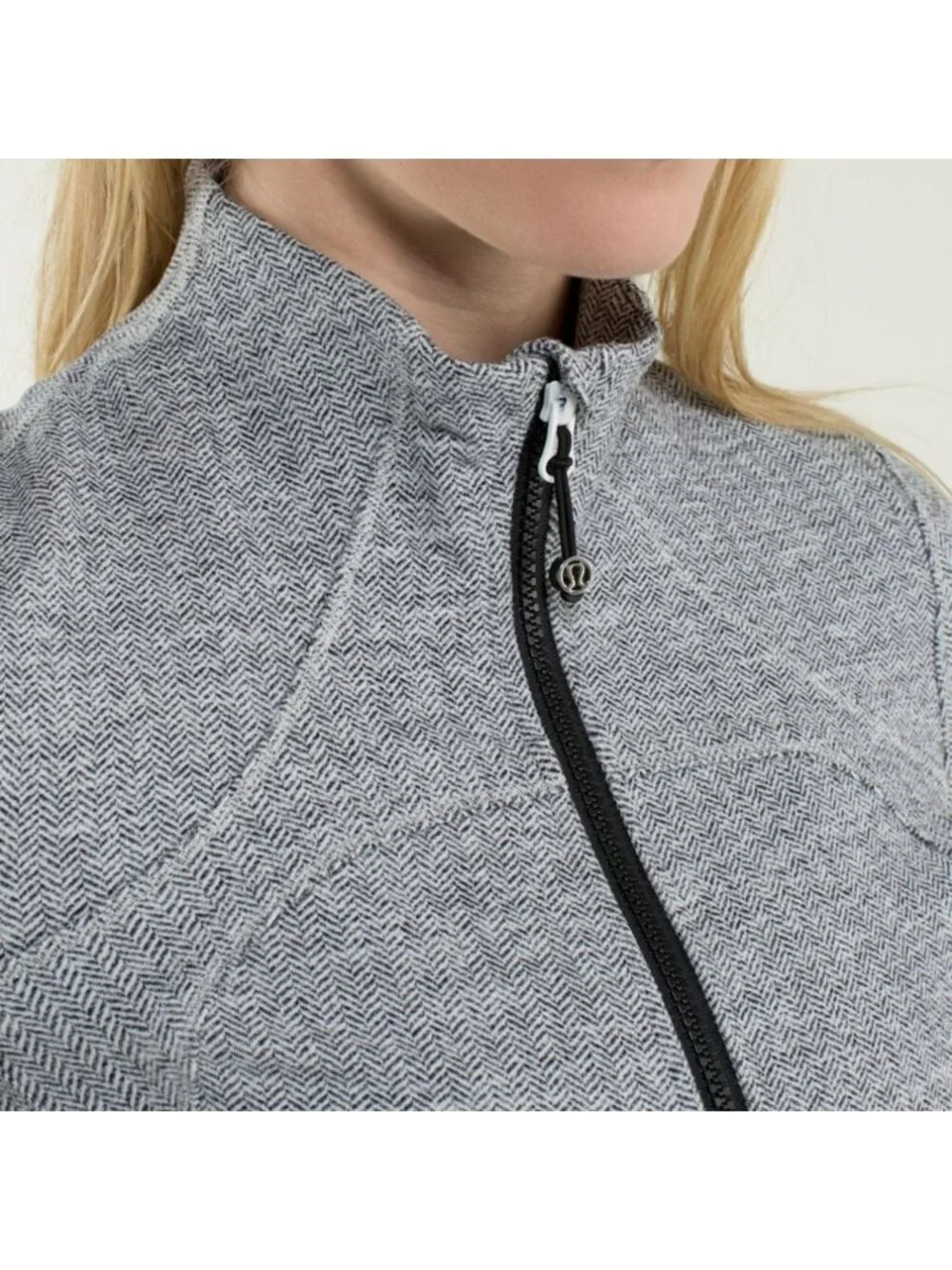 Lululemon Forme Jacket II *Textured Heathered Herringbone Heathered Black White